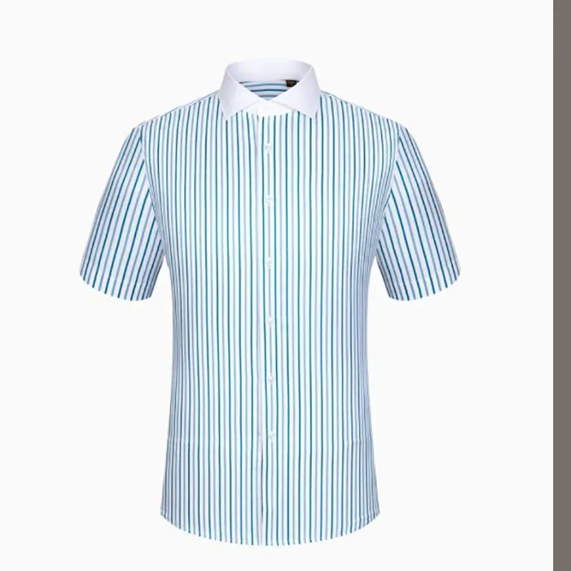 DP 100S  Shirt Slim Fit Pure Cotton Men's High End Short Sleeved High Count No Iron Splicing Collar Men Summer  Clothes