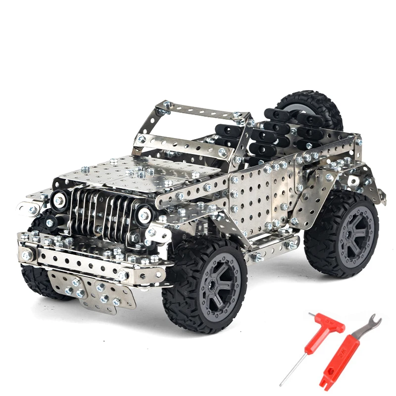 DIY Metal Assembly Off-Road Convertible Sculpture Multi-hole Stainless Steel Plate Mechanical Craft Desktop Display Decor Gift