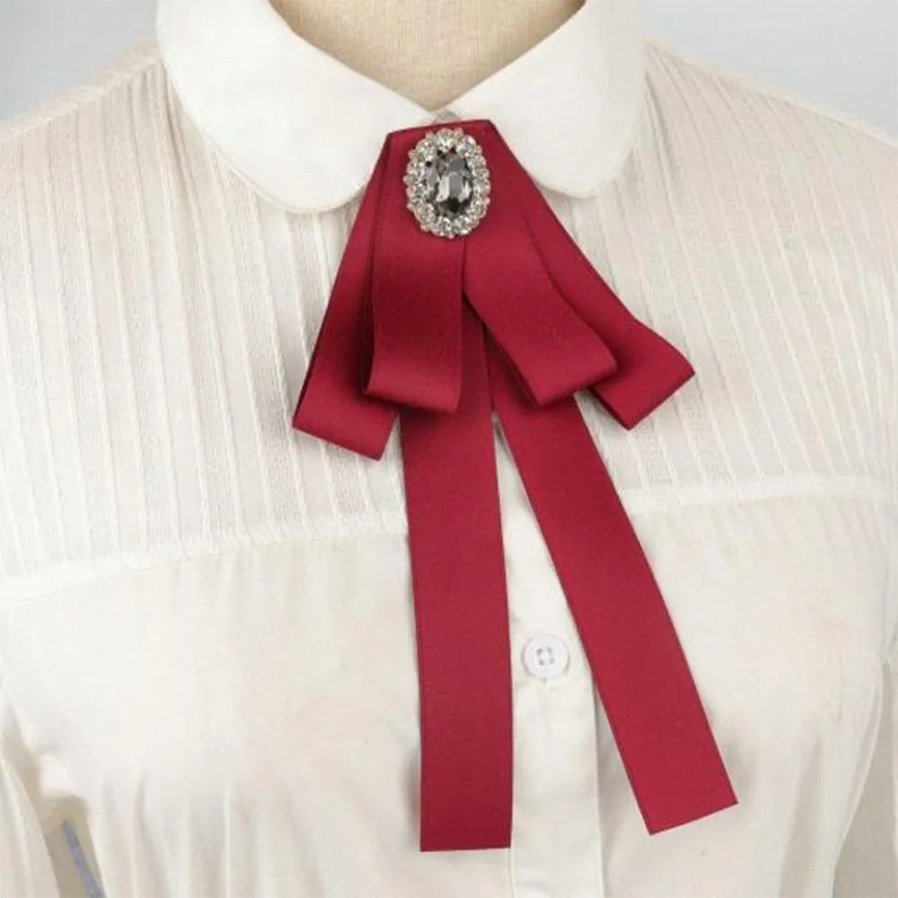 Black Memorial Black Bowknot Brooches Fabric Crystal Rhinestone Ribbon Bowtie Brooch Bowtie Necktie For Funerals and Mourning