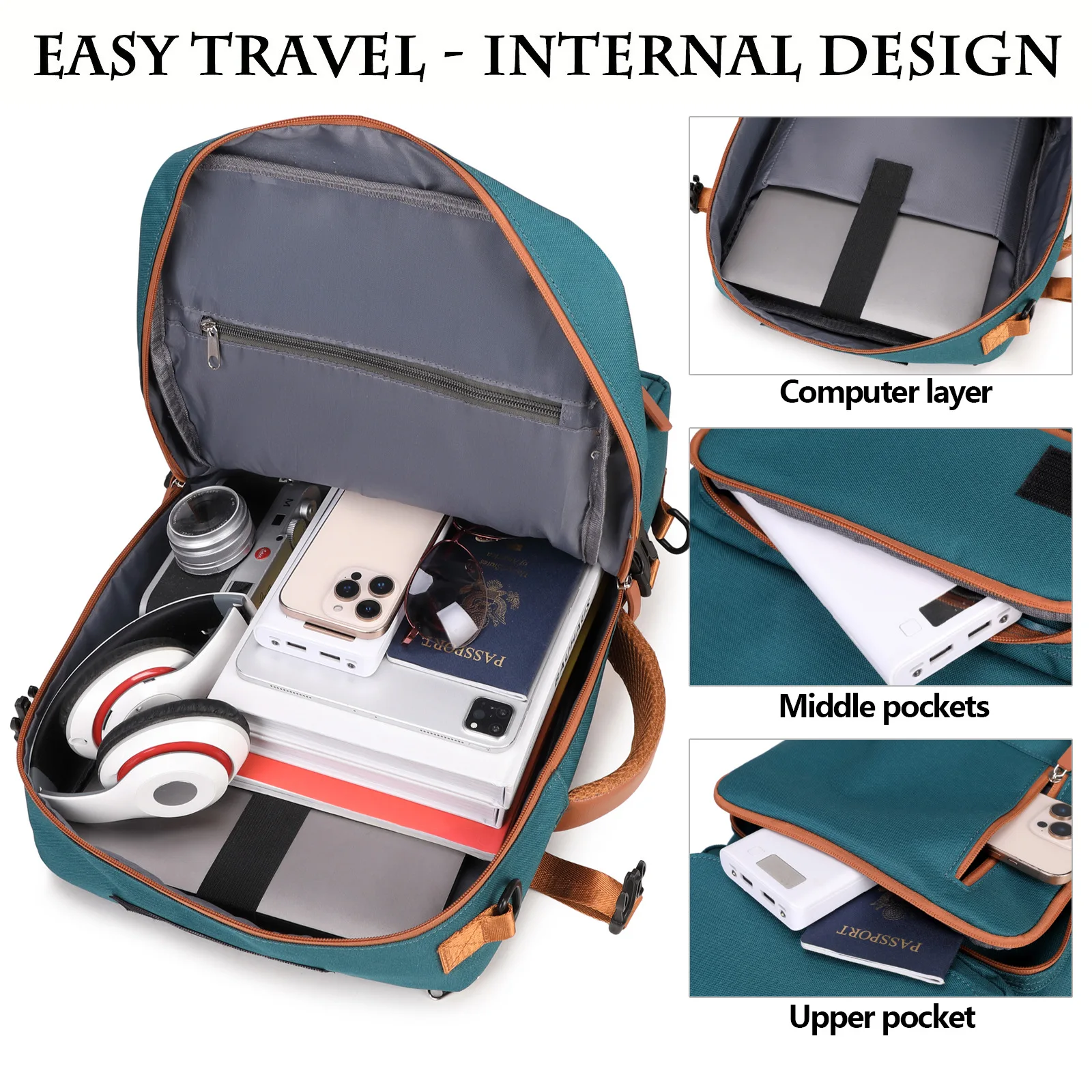 حقيبة ظهر مع حجرة للأحذية، حقيبة كمبيوتر محمول مقاس 16 بوصة معتمدة من طائرة السفر، حقيبة ظهر شخصية للكلية #3