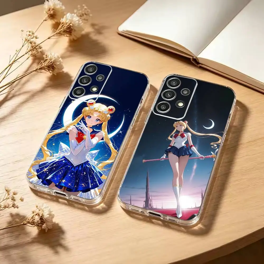 Cute girls S-Sailor Moon Phone Case Soft Transparent Case For Samsung S25,S24,S21,S23,S22,S30,Plus,S20,Ultra