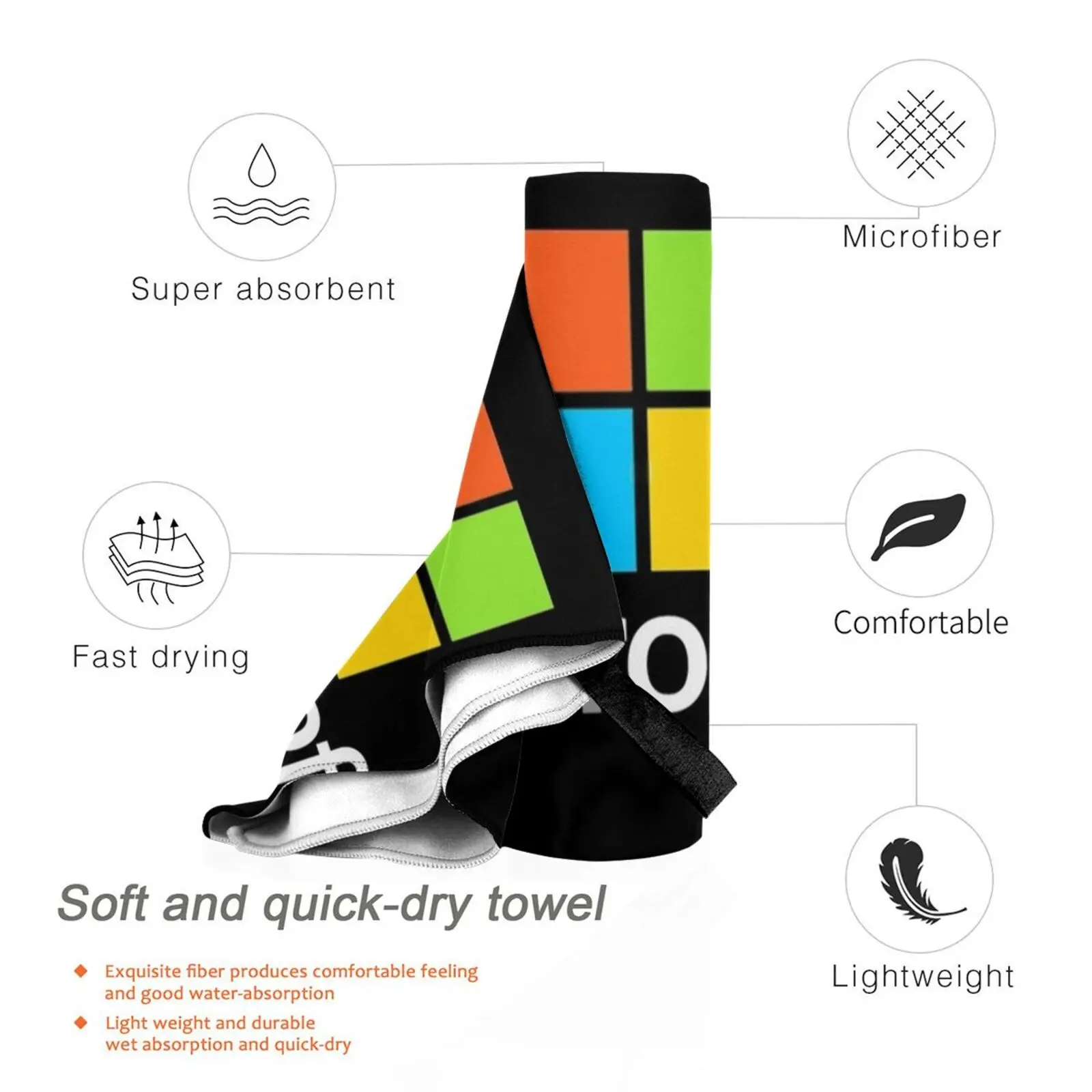 وسادة الشاطئ من Microsoft Type Bath Towel بشعار Microsoft Azure Tech Enterprise Technology Office Windows Bill