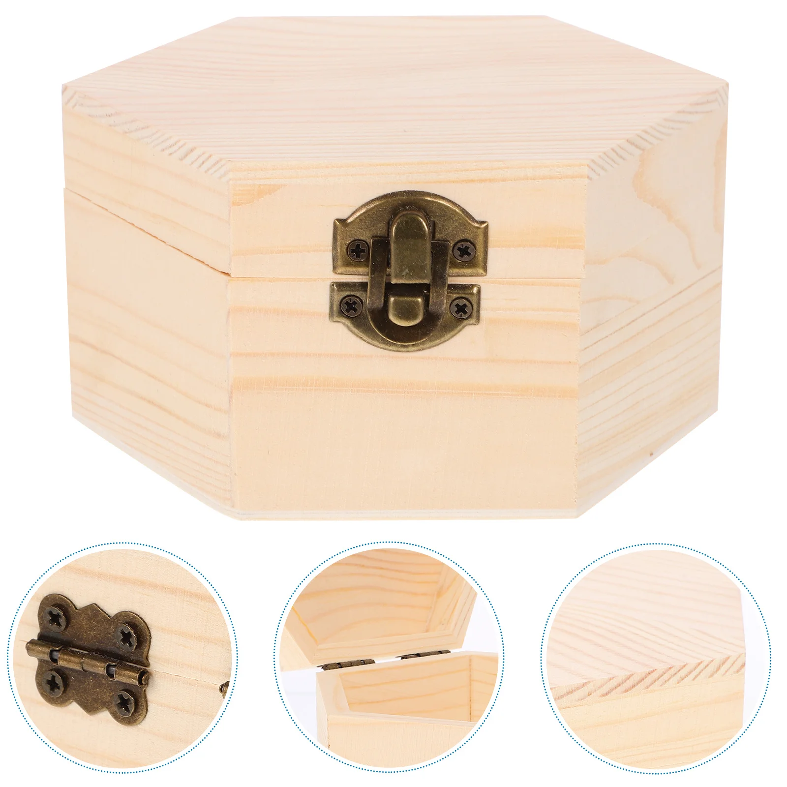 

Unfinished Wooden Jewelry Box Small Craft Storage Treasure Case For Rings Keepsakes Diy Painting Wood Gift Box