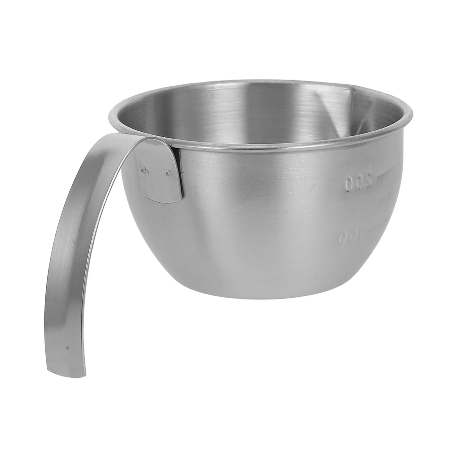 

Stainless Steel Measuring Bowl 200ml Capacity Handle Baking Sauce Pouring Egg Beating Kitchen Tool Pet Food Scoop Metal Basin
