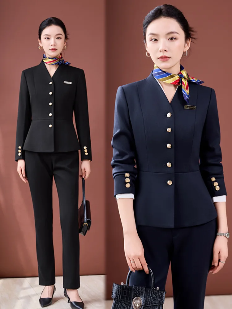 

Professional women's autumn suit skirt for jewelry store receptionist, work uniform for medical beauty, plastic surgery, and bea