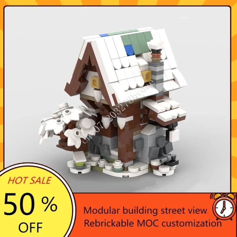 미니 겨울 중세 및 숲 컬렉션 MOC 크리 에이 티브 스트리트 뷰 모델 사용자 정의 퍼즐 건축 DIY 교육 모델 장난감