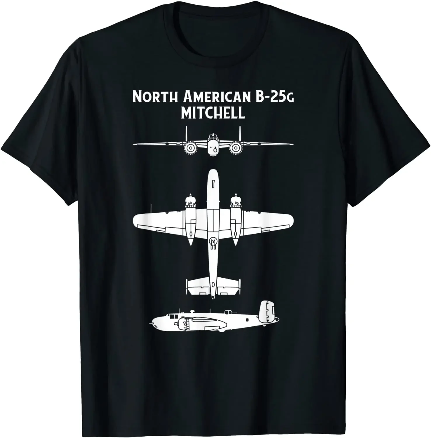 North American B-25 G Mitchell WWII Bomber Plane Men T-Shirt Short Sleeve Casual Cotton O-Neck Harajuku Shirt