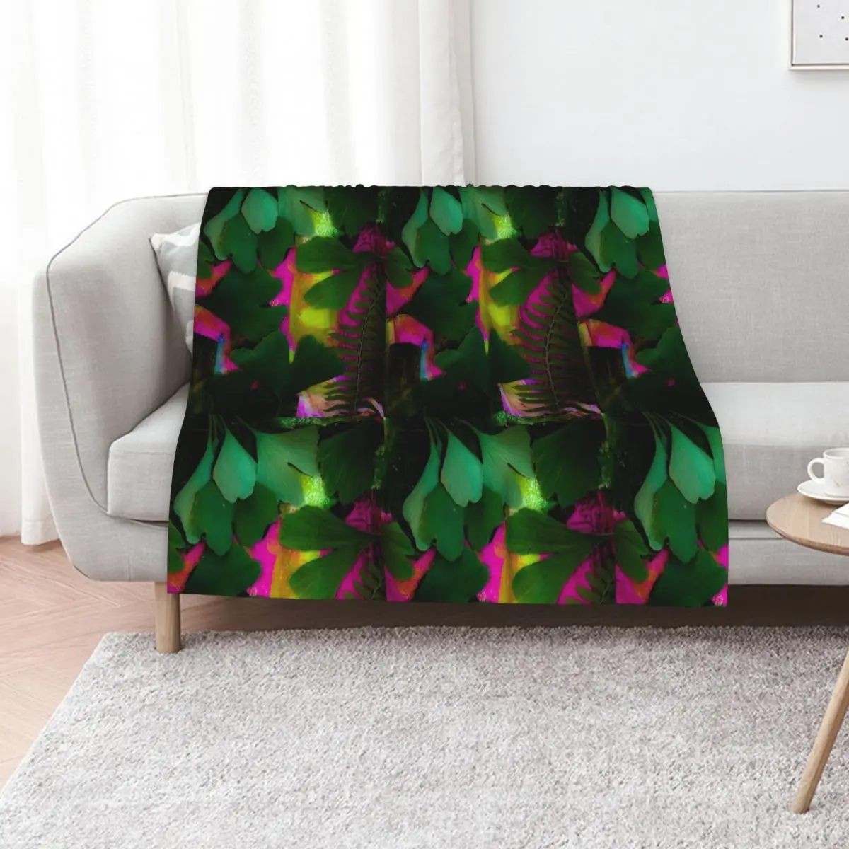 Enchanted Botanical Gingko Fern Dream Throw Blanket Multi-Purpose Hairy Furrys Heavy Quilt Blankets