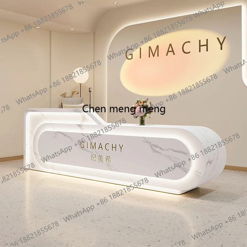 

New arrive Modern Shop Reception Desk Luxury Shelves Restaurant Company reception counter Salon Design Comptoire Accueil Trendy