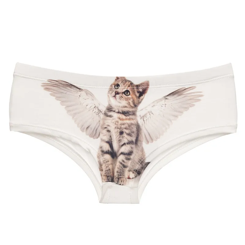Deanfire senhoras calcinha anjo gato dos desenhos animados letras engraçado impressão kawaii roupa interior adorável push up briefs lingerie sexy tangas