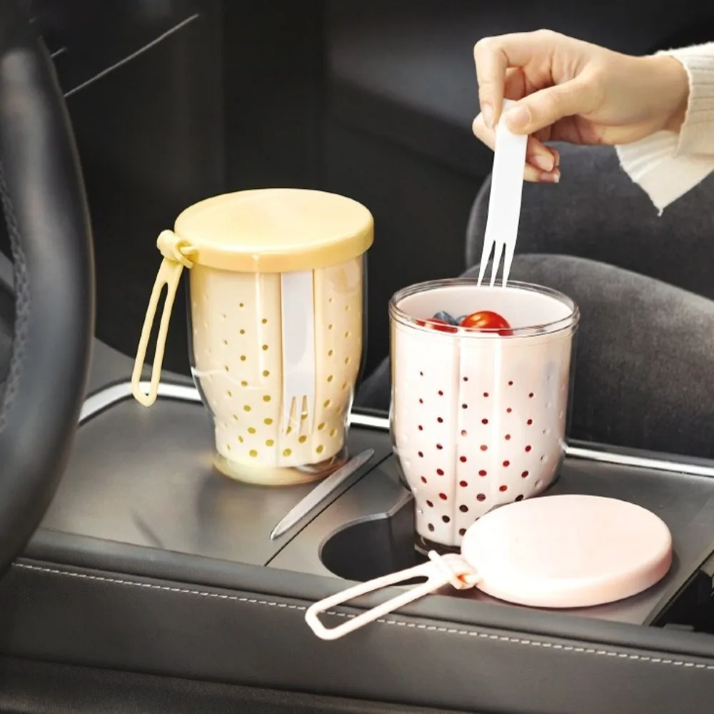 

Double Layer Oatmeal Storage Jars Anti-Slip Sealed Food Storage Container With Spoons Lids Portable Fruit Preservation Cup