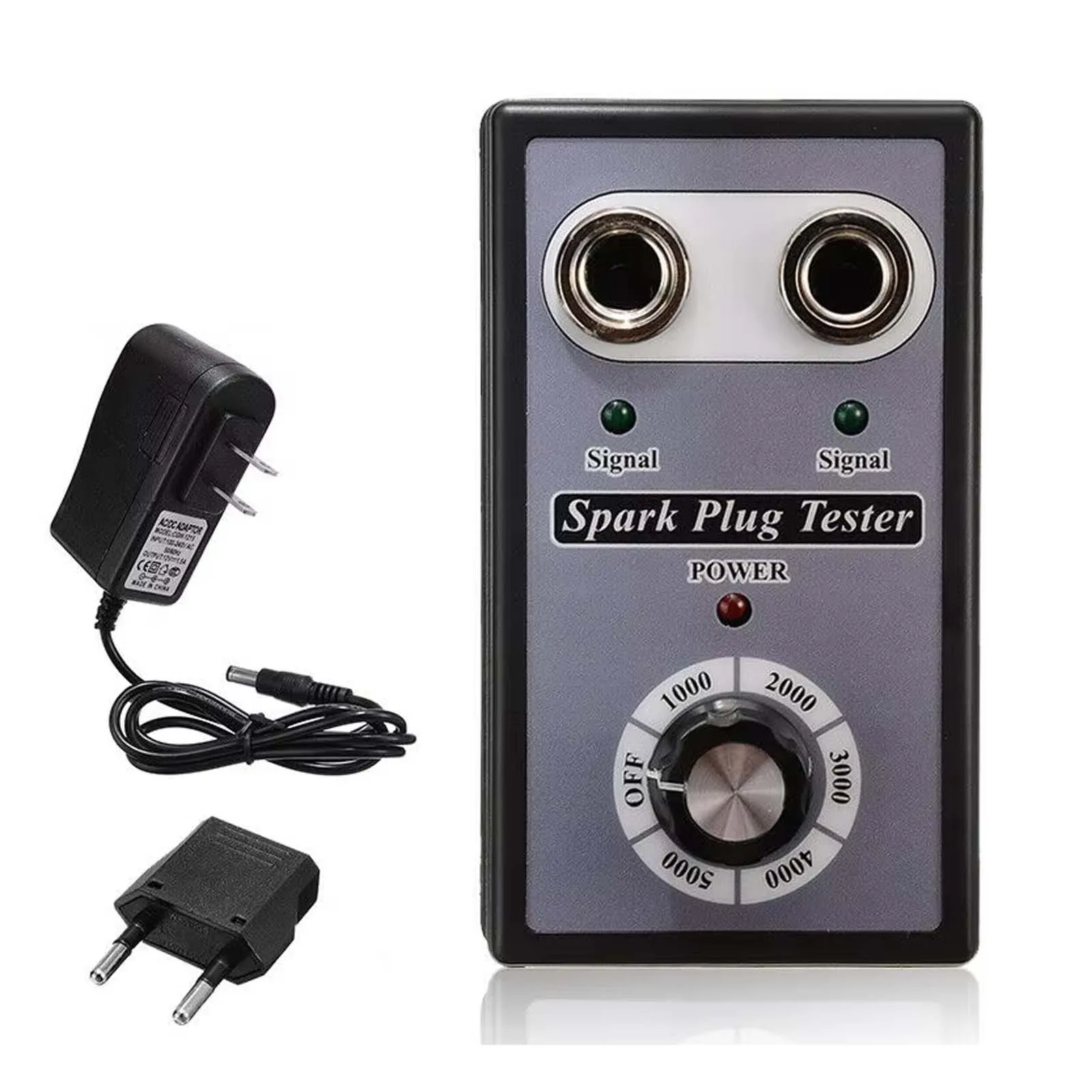 12V Adjustable Dual Hole Spark Plug Tester, Car Motorcycle Ignition Coil Checker Spark Detector