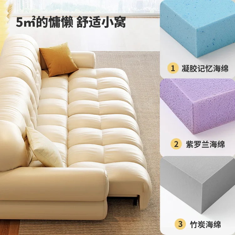 

Прямой рядный диван-кровать из французской кожи зефира, двойная функция клавиш фортепиано, выдвижной электрический диван с облаком