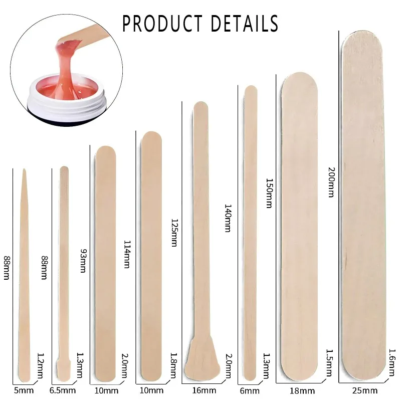 100pcs/1 Pack Wooden Hair Removal Stick Disposable Depilation Spatula Wax Sticks Wood Face Eyebrows Waxing Spatula Beauty Tool