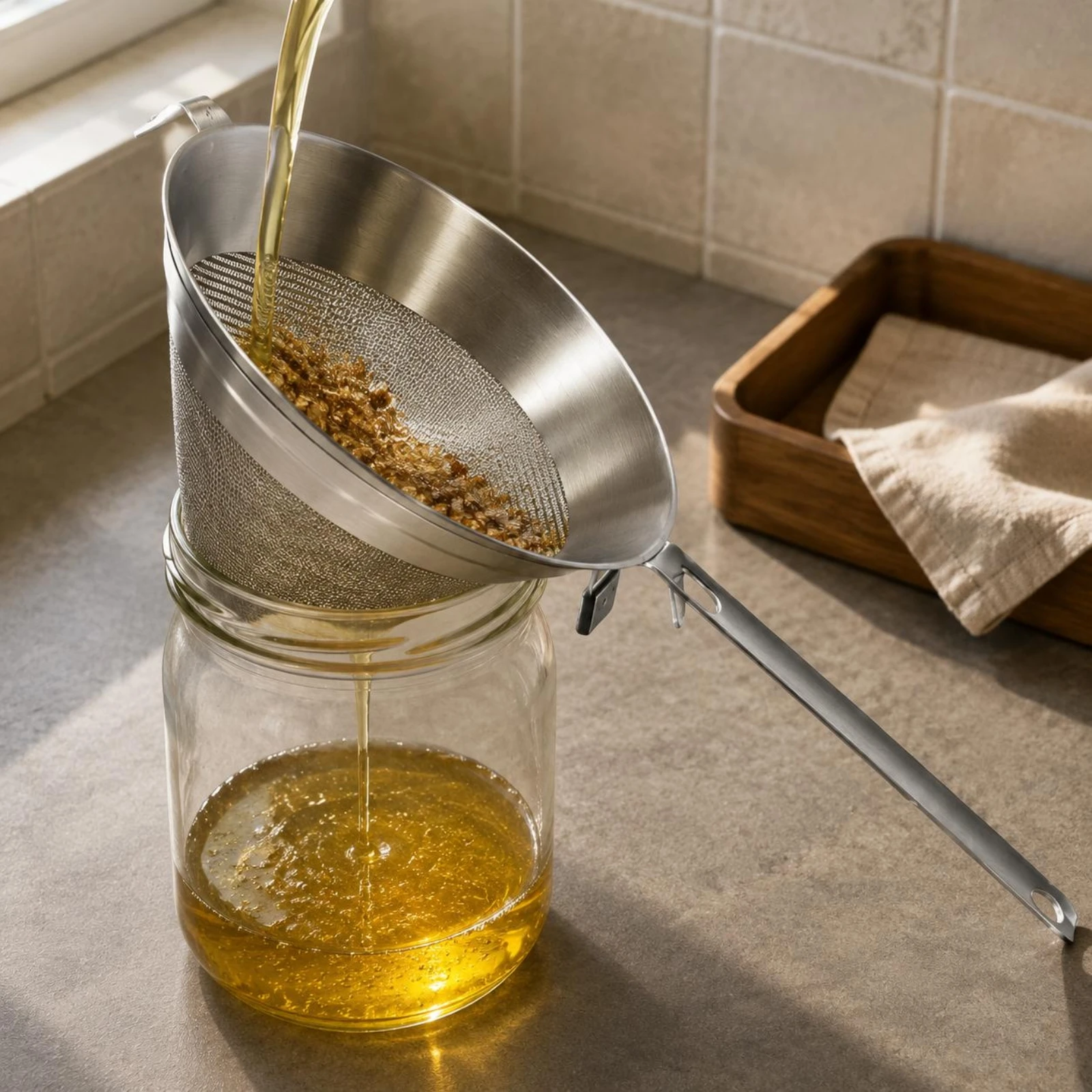 Stainless Steel Funnel Strainer Heat Resistant Conical Mesh Funnel Conical Mesh Strainer Wide Flared Bowl Pouring Tool