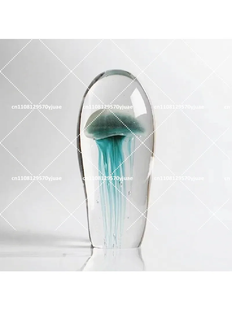 Crystal Jellyfish Figurine Soft Glowing Home Decor Creative Light Luxury Tabletop Ornament