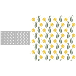 MangoCraft 2PCs Tulip Flowers Floral Plastic Stencils For Decor DIY Scrapbooking Supplies Stencil For Cards Albums Background