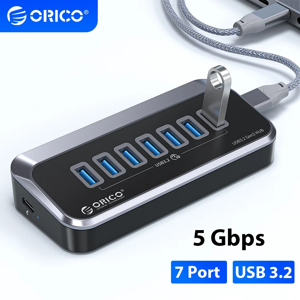 

ORICO 4/7 Slot USB 3.0 Splitter Docking Station Hub USB3.2 Type C Multi Ports with SD Card Reader OTG 5V 3A Socket For PC Laptop