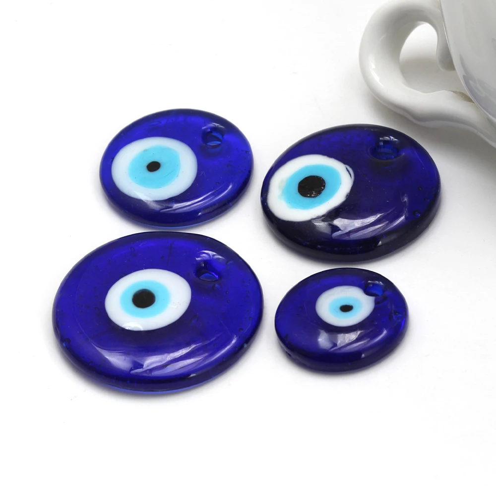 EVIL EYE Glass Blue Turkish Evil Eye Pendant 3cm 4cm Round Necklace Pendent for Jewelry Making pendentif homme תכשיטים colgante