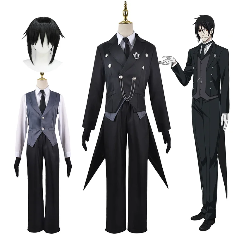 Black Butler Sebastian Michaelis Cosplay Sebas Costume Japanese Anime Carnival Party Uniform Swallowtail costumied