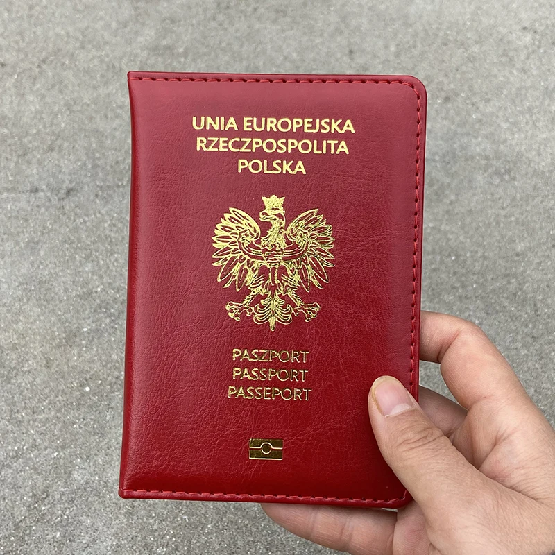 Vermelho pu couro passaporte capa para as mulheres, carteira de viagem, passaporte caso, unia europeu