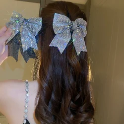 Large Rhinestone Bowknot Hair Clip Shiny Full Crystal Diamond Elegant Hair Claw Jewelry Hairpiece Women Hairpins Headwear