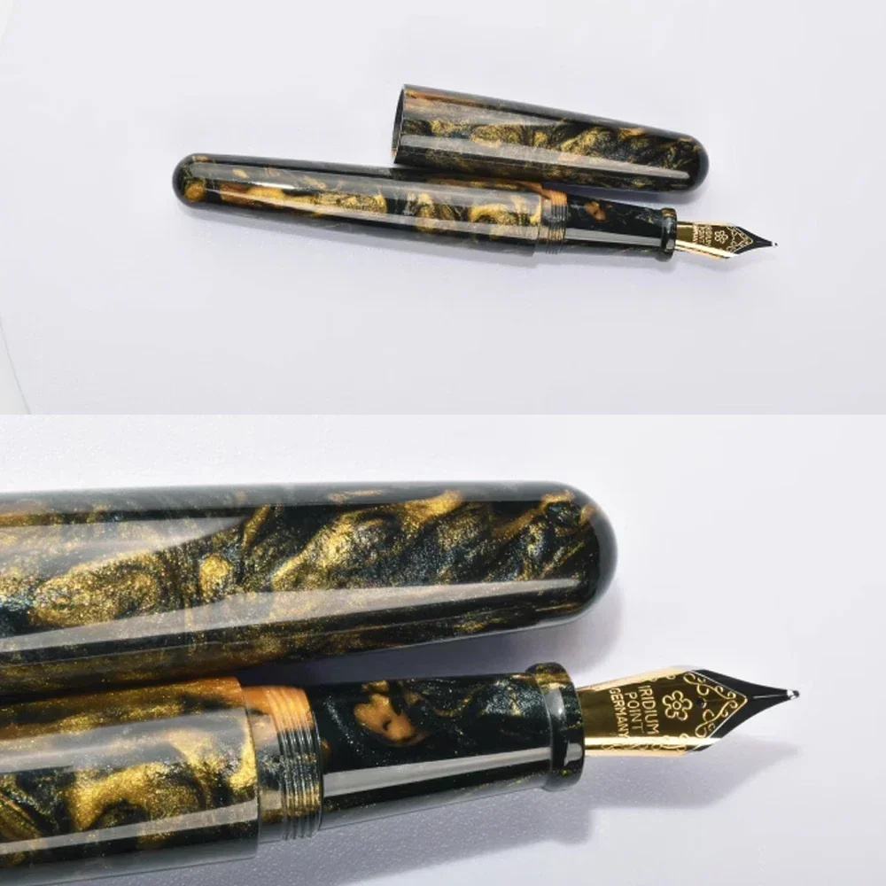 New Fuliwen 017 Acrylic Fountain Pen Big Size golden 0.7mm nib Beautiful Ink Pen Business Gift Pen Office supplies stationery