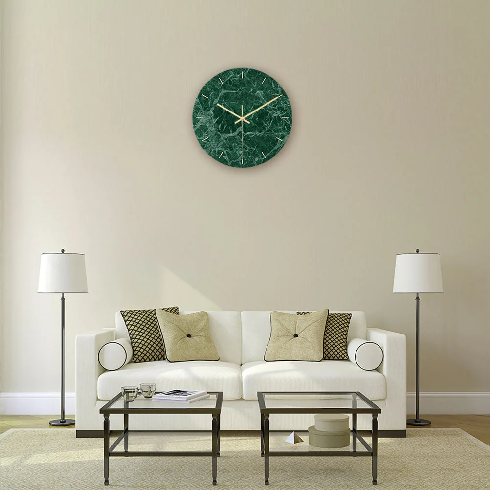 Farmhouse Silent Clock Digital Clocks Astetic Room Decor Round Marble Wall for Home