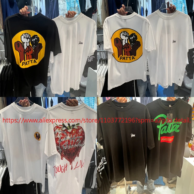 High Quality Patta T-shirts Streetwear Trend Round Neck PATTA Short Sleeve Men's Women's Casual Tops