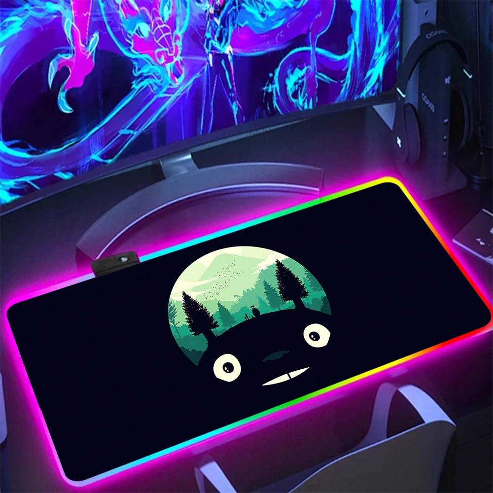 

Cartoon T-Totoros RGB Pc Gamer Keyboard Mouse Pad Mousepad LED Glowing Mouse Mats Rubber Gaming Computer Mausepad