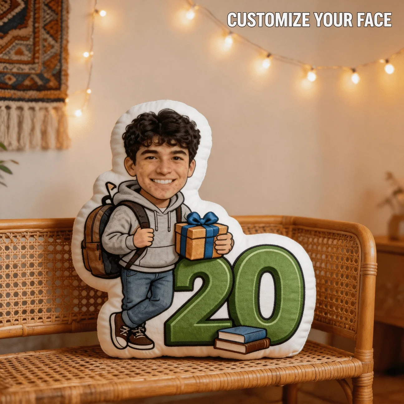 Customized personalized photo face pillows, backpacks, and gift customized shaped decorative cushions, 60cm large-sized sofa bed