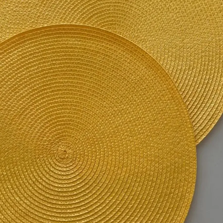 1/6/10pcs 38cm Round Woven Gold Placemats Braided Table Mats Indoor Outdoor Dining Table Decor Pad for Thanksgiving Gift