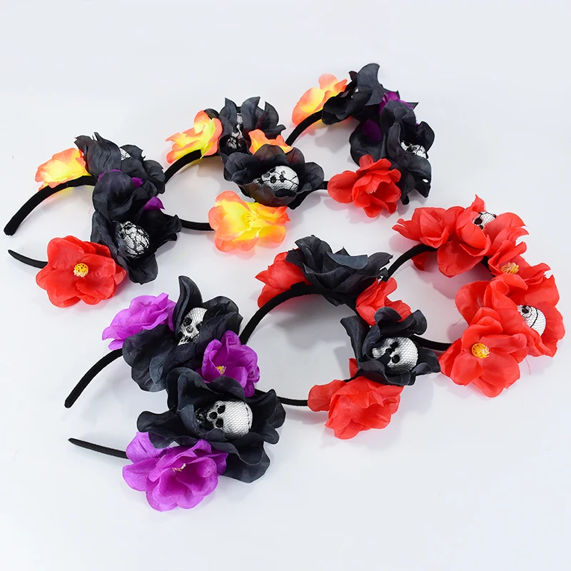 

1pc Halloween Hair Hoop Band Halloween Party Decoration Skeleton Flower Dance Headband Photo Prop Ghost Festival Bat Head Hoop