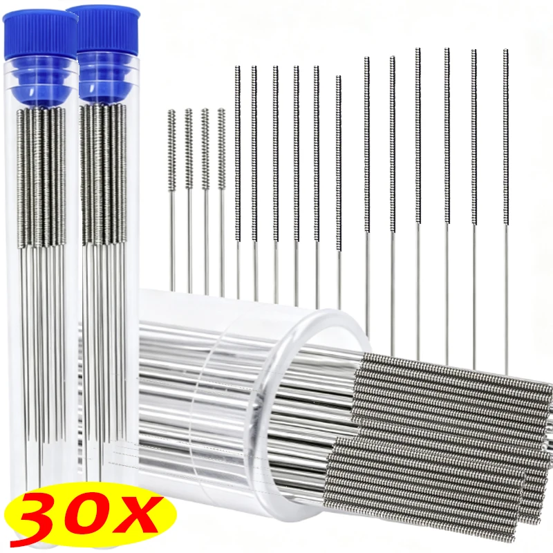 10/20/30PCS Nozzle Cleaning Needle Stainless Steel for Nozzle Through Hole Special Drill Cleaner 0.2mm 0.25mm 0.3mm 0.35mm 0.4mm