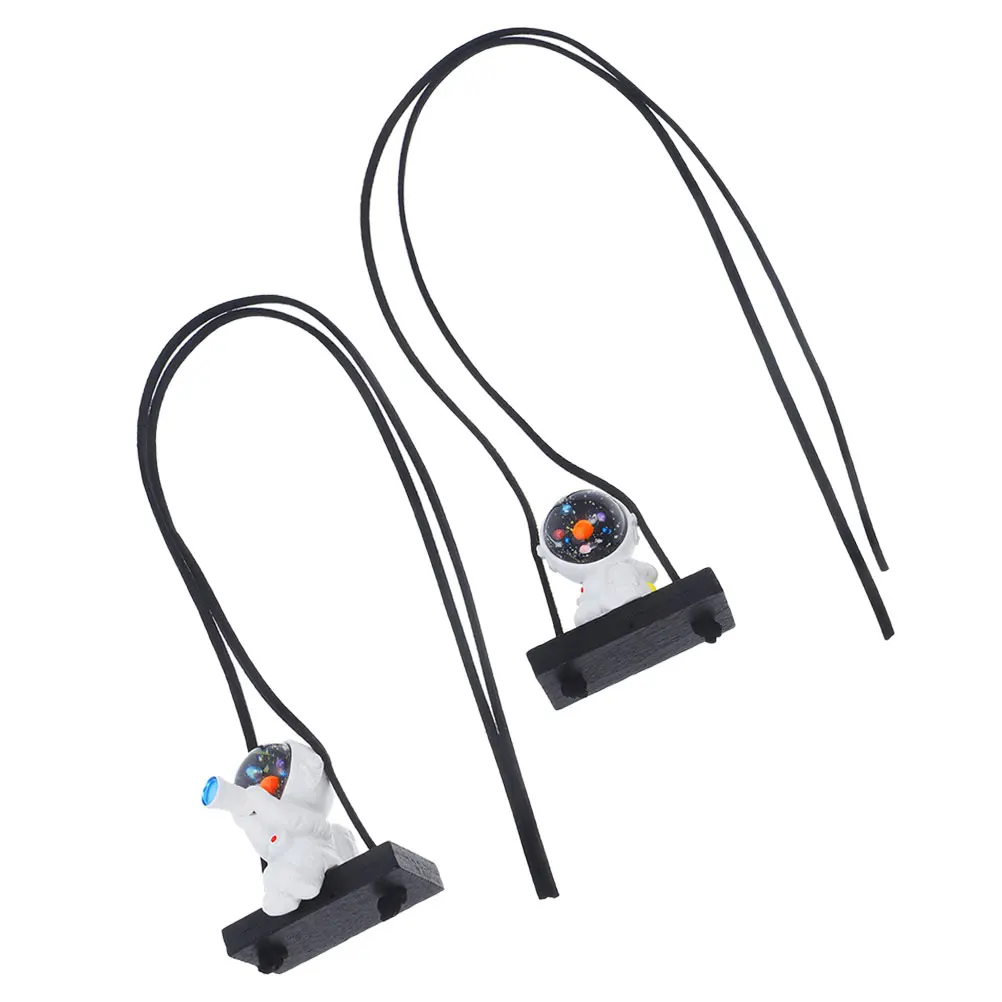 

2pcs Astronaut Car Hanging Ornament Resin Rearview Mirror Charm Auto Accessories Pendant Stylish Design Durability Fade