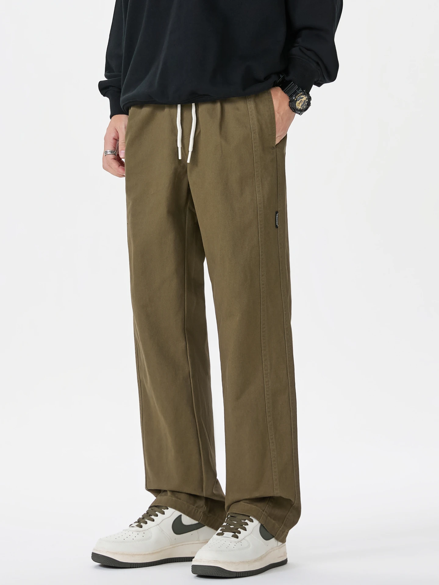 

Trendy Retro Deconstructed Patchwork Straight Leg Workwear Pants Men's Loose All-Match Wide Leg Casual Long Trousers