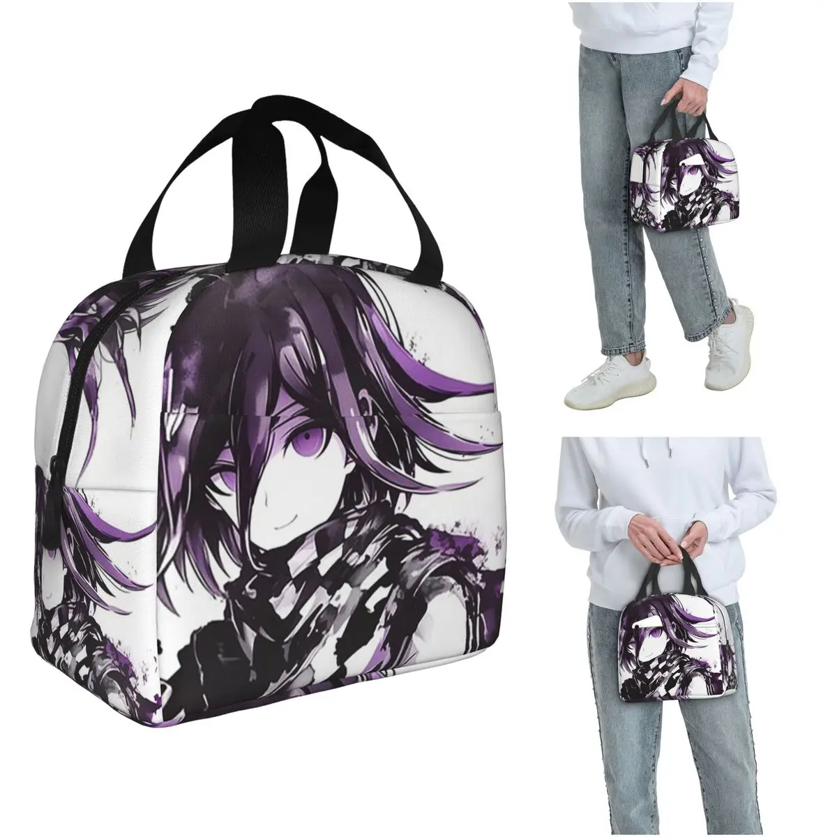 

Anime Kokichi Ouma Danganronpa Game Insulated Lunch Bag for Women Children Leakproof Food Boxes Thermal Lunch Box Tote