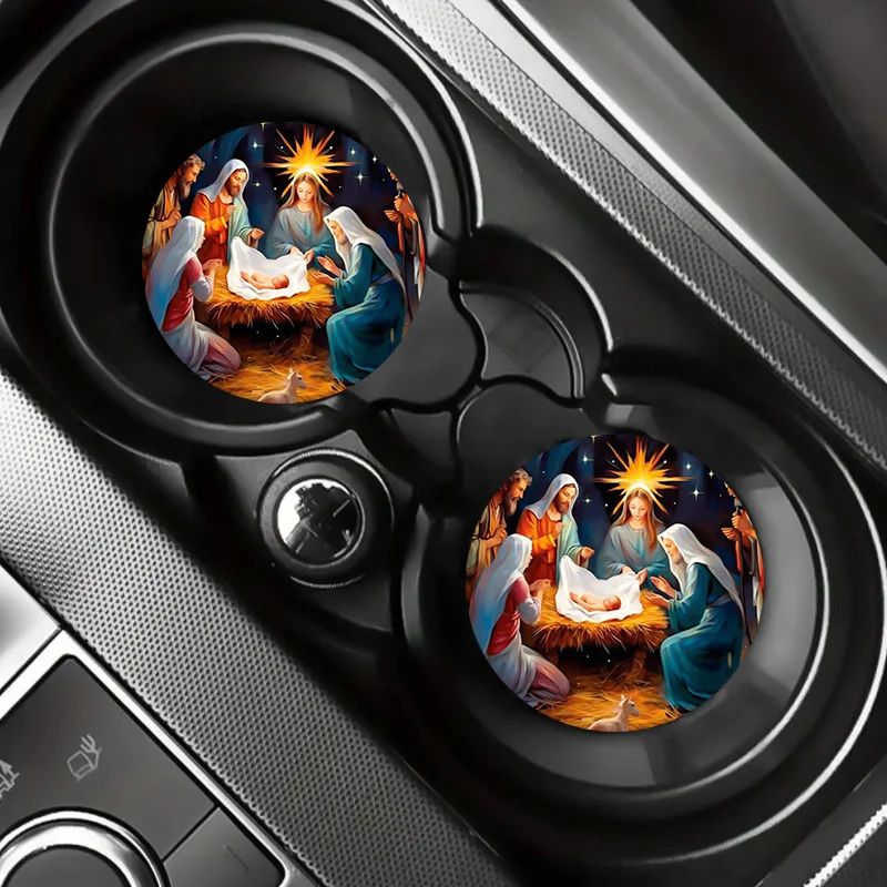 2pcs Car Coasters, Car Anti-Slip Drink Mats, Keeping Your Car Cup Holder Clean And Dry, Crawling High Quality Acrylic Coasters,