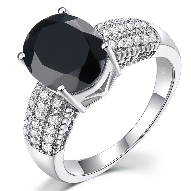 

Genuine 4.58 Carats Solid Sterling Silver 925 Ring Original Natural Black Spinel Ring 925 Silver Women Original Birthstone Ring