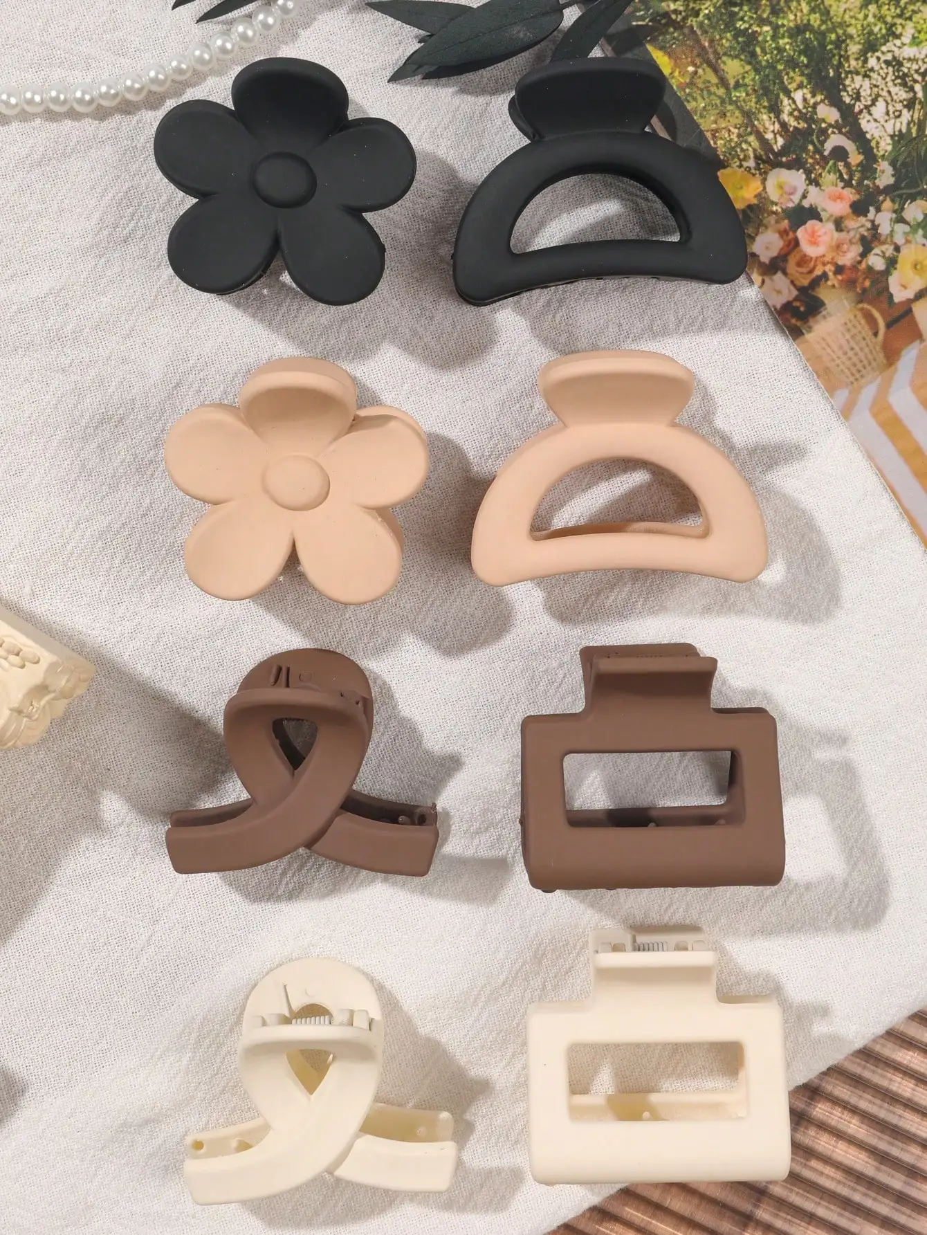 8 Stück matte kleine Blumen-Haarspangen, 6,5 cm, quadratische Haarklammern für Frauen und Mädchen, dünnes Haar, einfache 3,8 cm rechteckige Haar-Accessoires – Detail 16