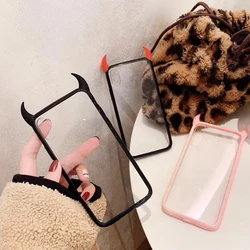 Funny Devil Horns Demon Angle Case For iPhone 14 13 12 11 Pro X Xs Max Xr Cute cartoon hanging Clear Acrylic Silicone Cover