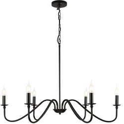 American Retro Pendant Lamp Simple Living Room Kitchen Dining Room Decor Iron Chandelier Light Bedroom Study Candleg Lighting