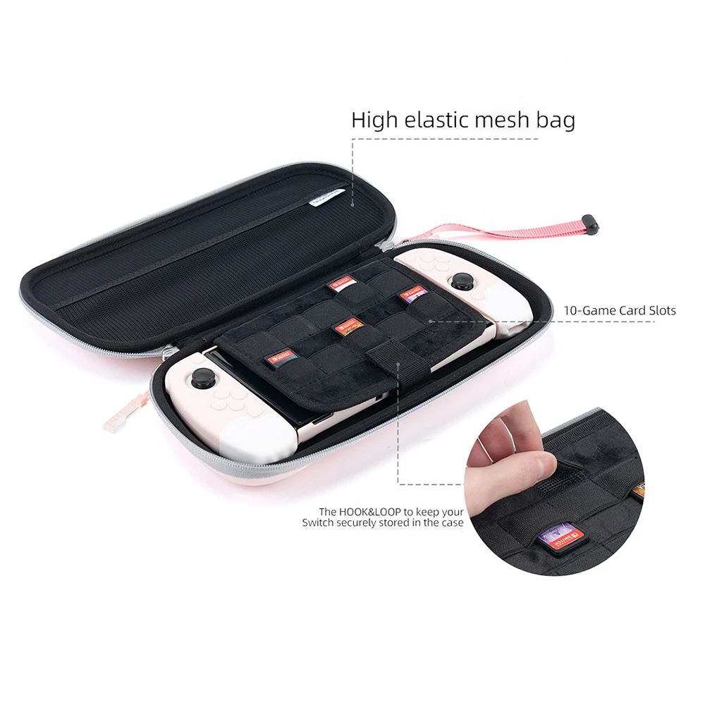 Slim Carrying Case Compatible with Nintendo Switch OLED/Switch Game Storage Bag with Removable Hand Strap Portable Travel Shell