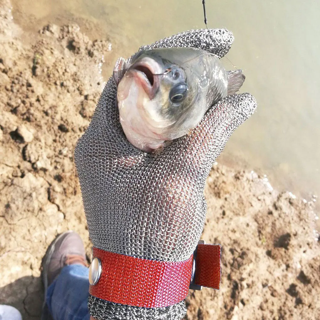 Guantes de trabajo de seguridad con botón, antiarañazos, para cocina, carnicero, 1 unidad