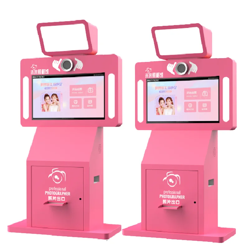 Pink Self-service Photo Printing Kiosk Free Color Customization Suitable for One or More People to Take Photos Customized