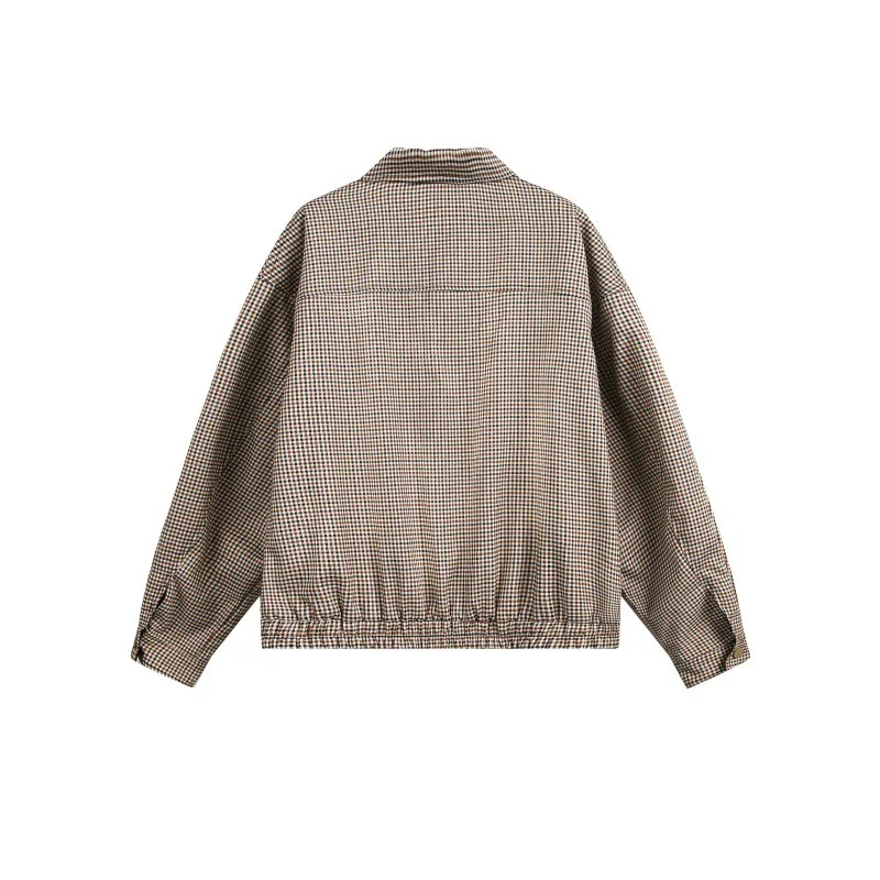Reversible Houndstooth Check Jacket 2026 Spring Luxury Vintage Unisex Short Oversized Loose Casual