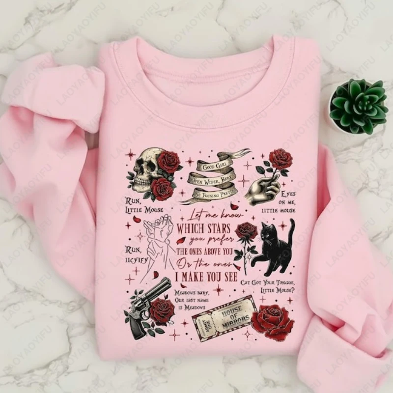 Correr pequeno mouse assombrando adeline escuro romance livro moletom com capuz picante smut leitor presentes gato preto gráfico pulôver masculino feminino moletom com capuz