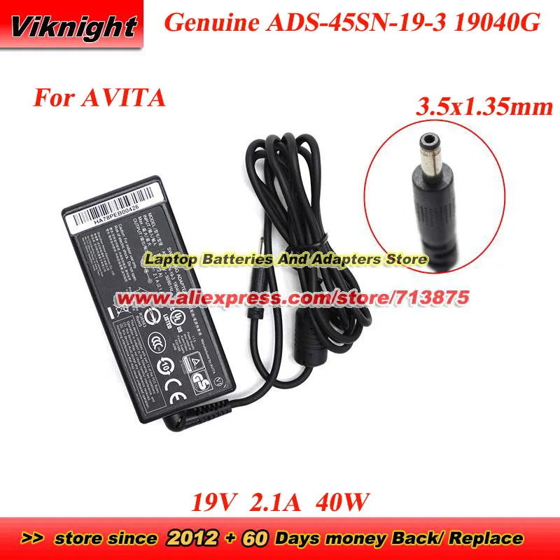 Genuine ADS-45SN-19-3 19040G AC Adapter for AVITA NS13A2 NS14A6 NS14A8 WT9M10 with 3.5x1.35mm tip PC / Tablet Power Adapter