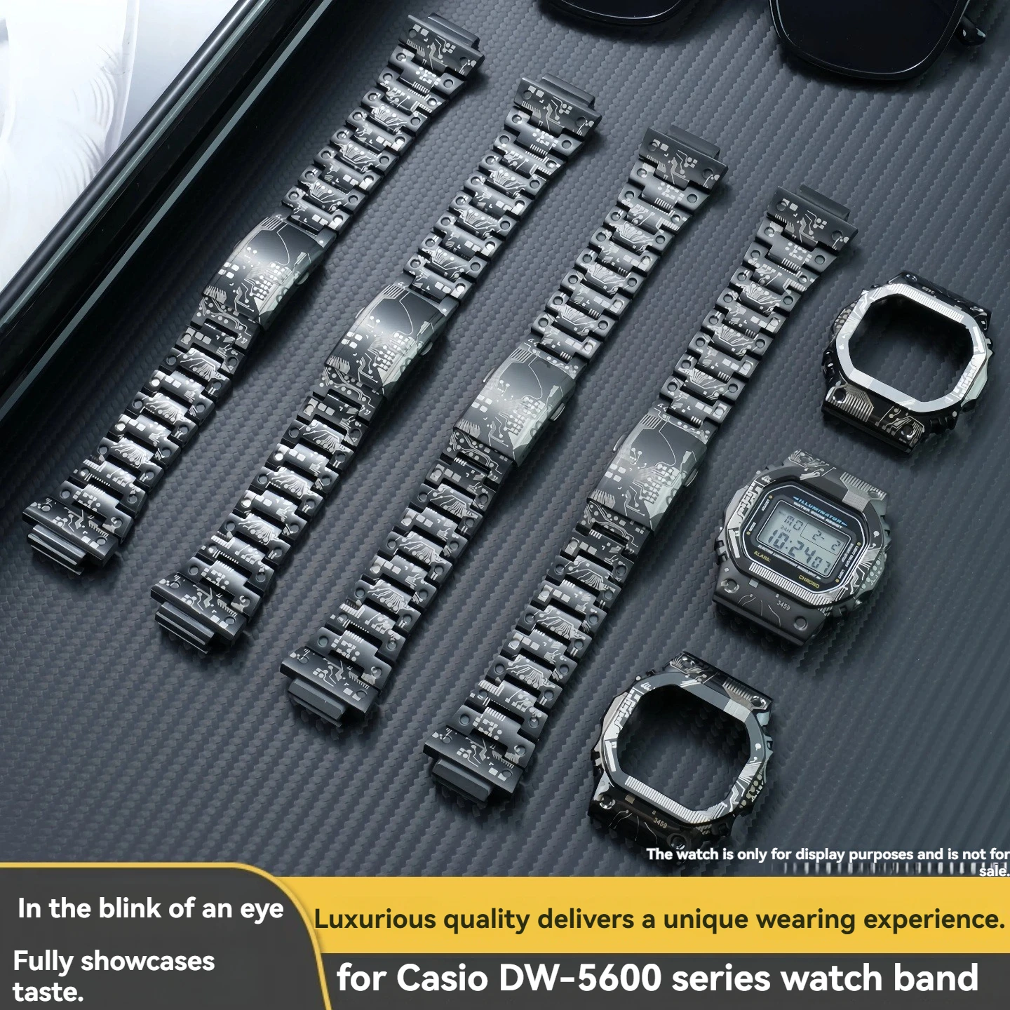Titanium Alloy Mod Kit for Casio G-Shock DW5600 GW-B5600 GW-M5610 – Upgrade Metal Bezel & Strap, DIY Replacement Set
