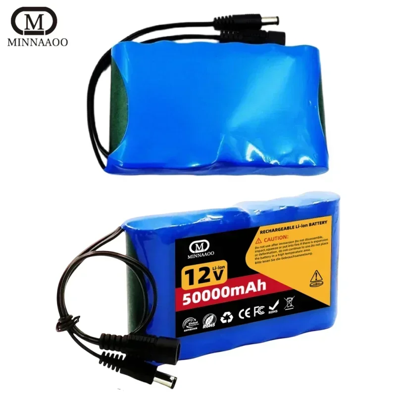 12V 50000mAh 3S2P Lithium Ion Battery Pack High Capacity BMS for LED Lights Backup Power